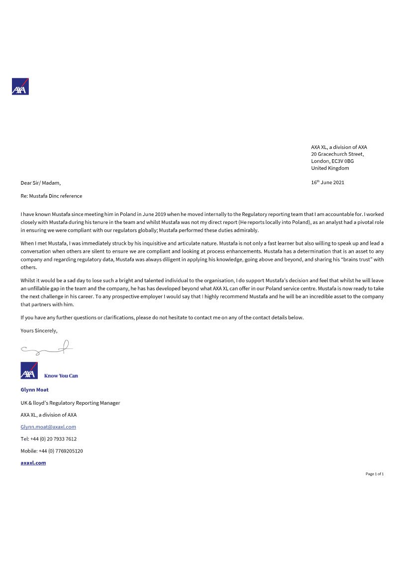 Reference of UK & Lloyd's Regulatory Reporting Manager